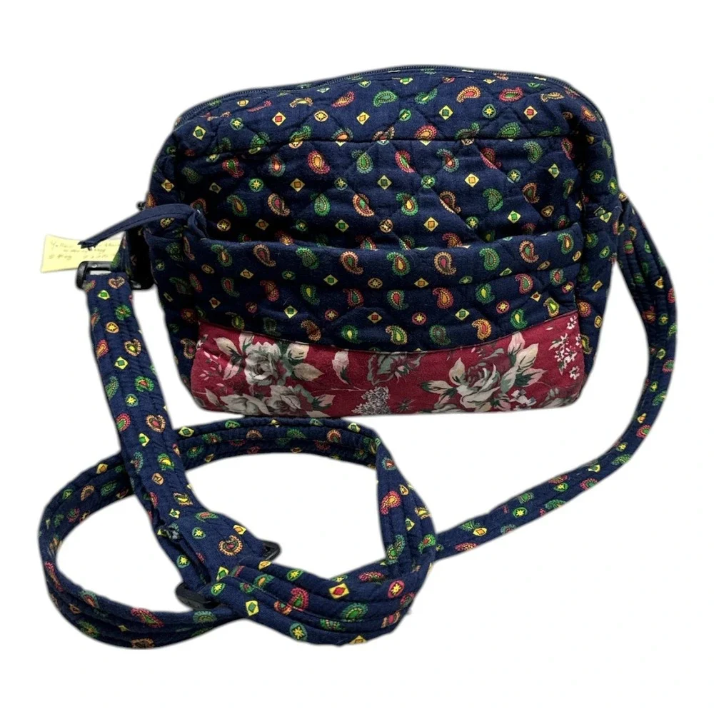 Paisley and floral Vera Bradley STYLE Purse Bag Navy Red Naples‎ Bag Co.